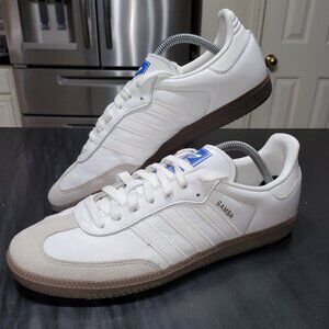 Adidas Samba Men's Size 10 OG Cloud White Blue Dark Brown Gum IE3439 Sneakers